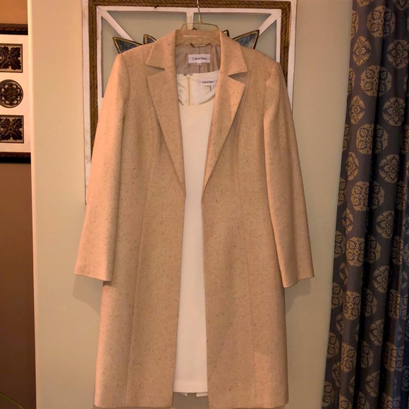 Calvin Klein Other - Calvin Klein suit wool jacket cream shift dress 14